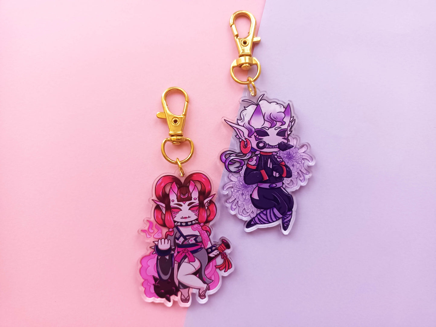 OHY Double Sided Tsubaki and Kiku Acrylic Charms