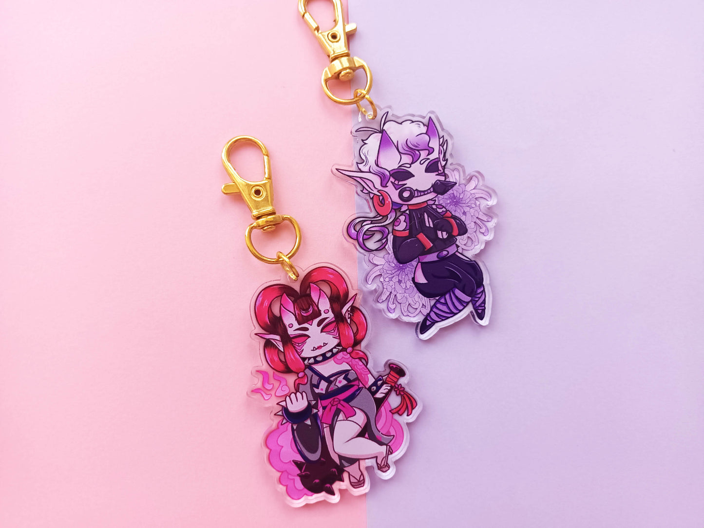 OHY Double Sided Tsubaki and Kiku Acrylic Charms