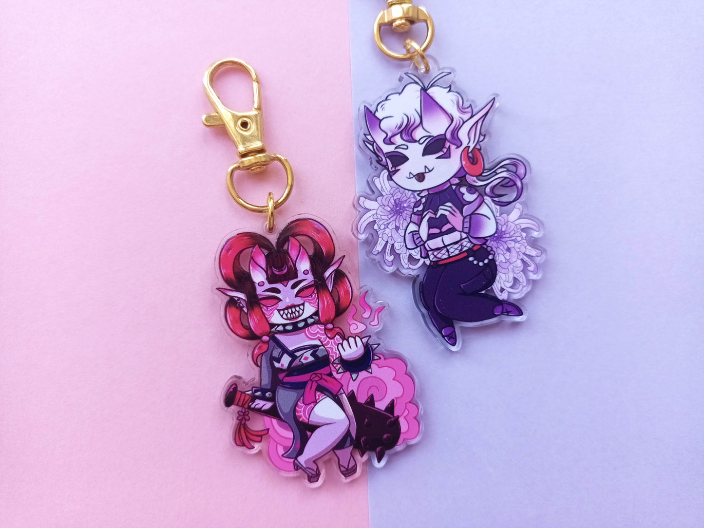 OHY Double Sided Tsubaki and Kiku Acrylic Charms
