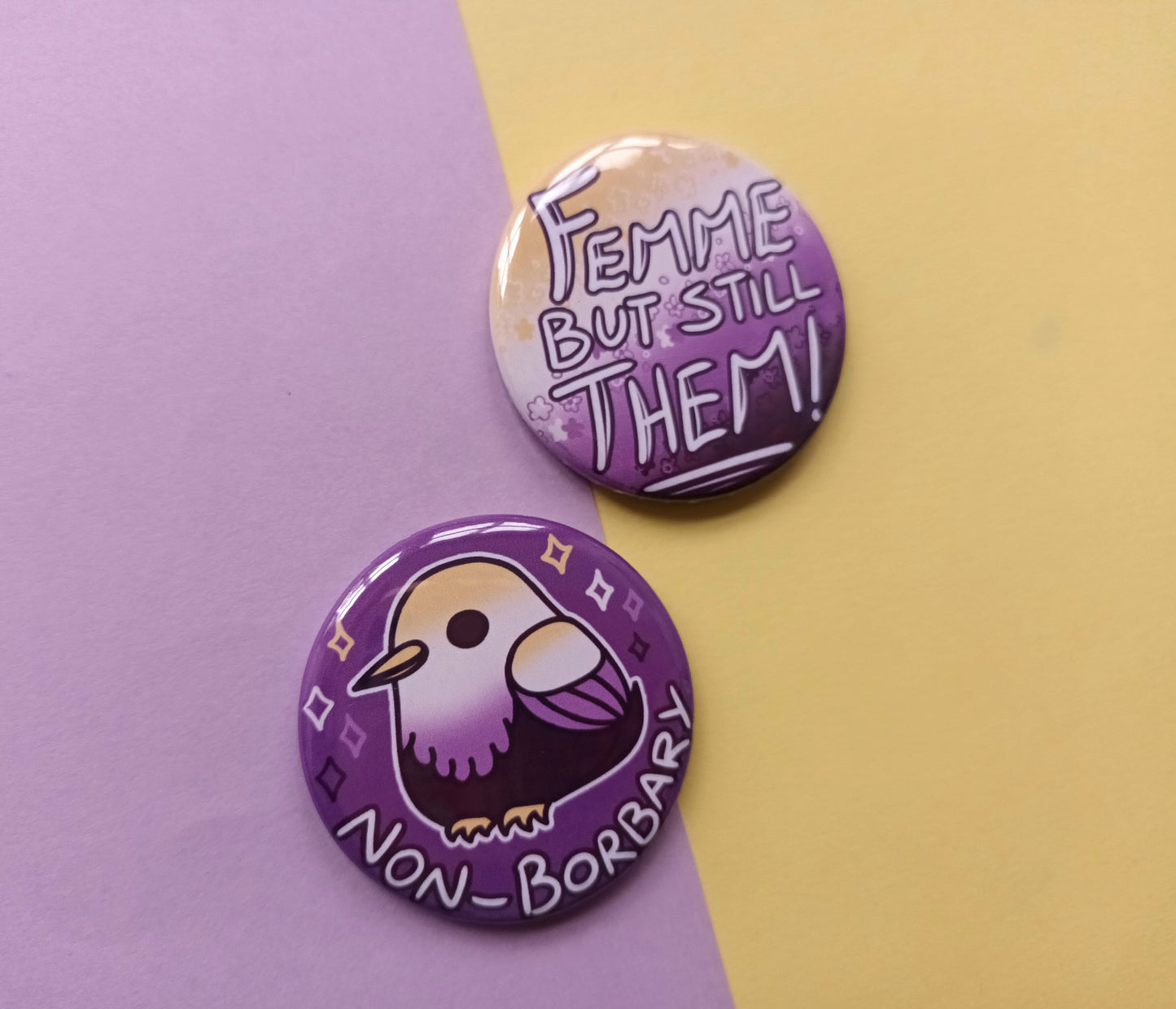 Non-Binary Kawaii Pride Badges 57mm Holo Finish
