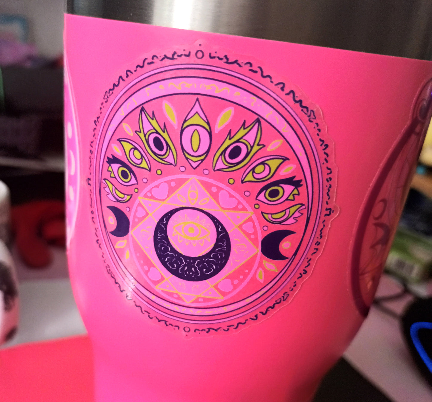 UV PINK Clear Vinyl Cosmic Horror Decorative Stickers