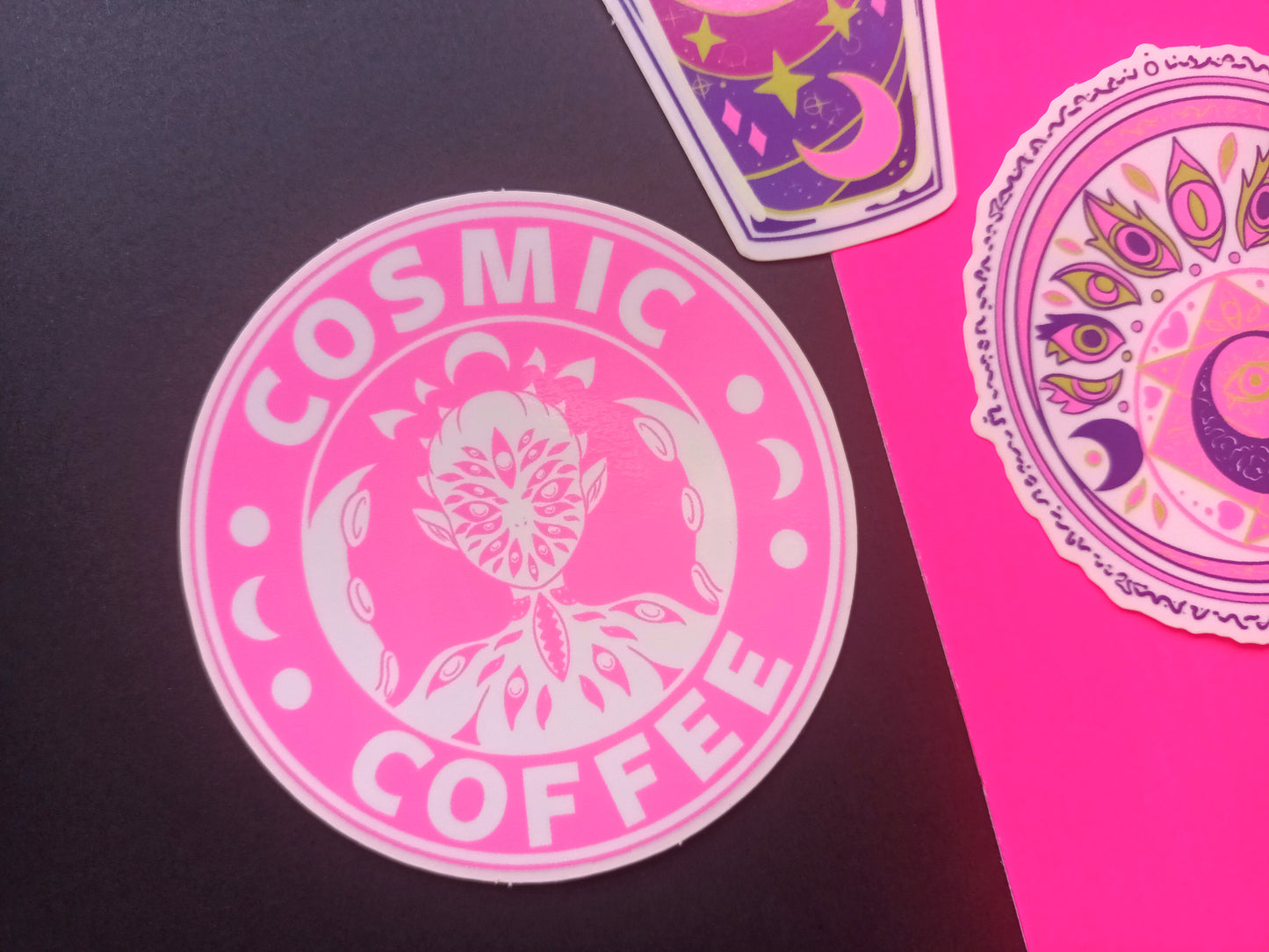 UV PINK Clear Vinyl Cosmic Horror Decorative Stickers