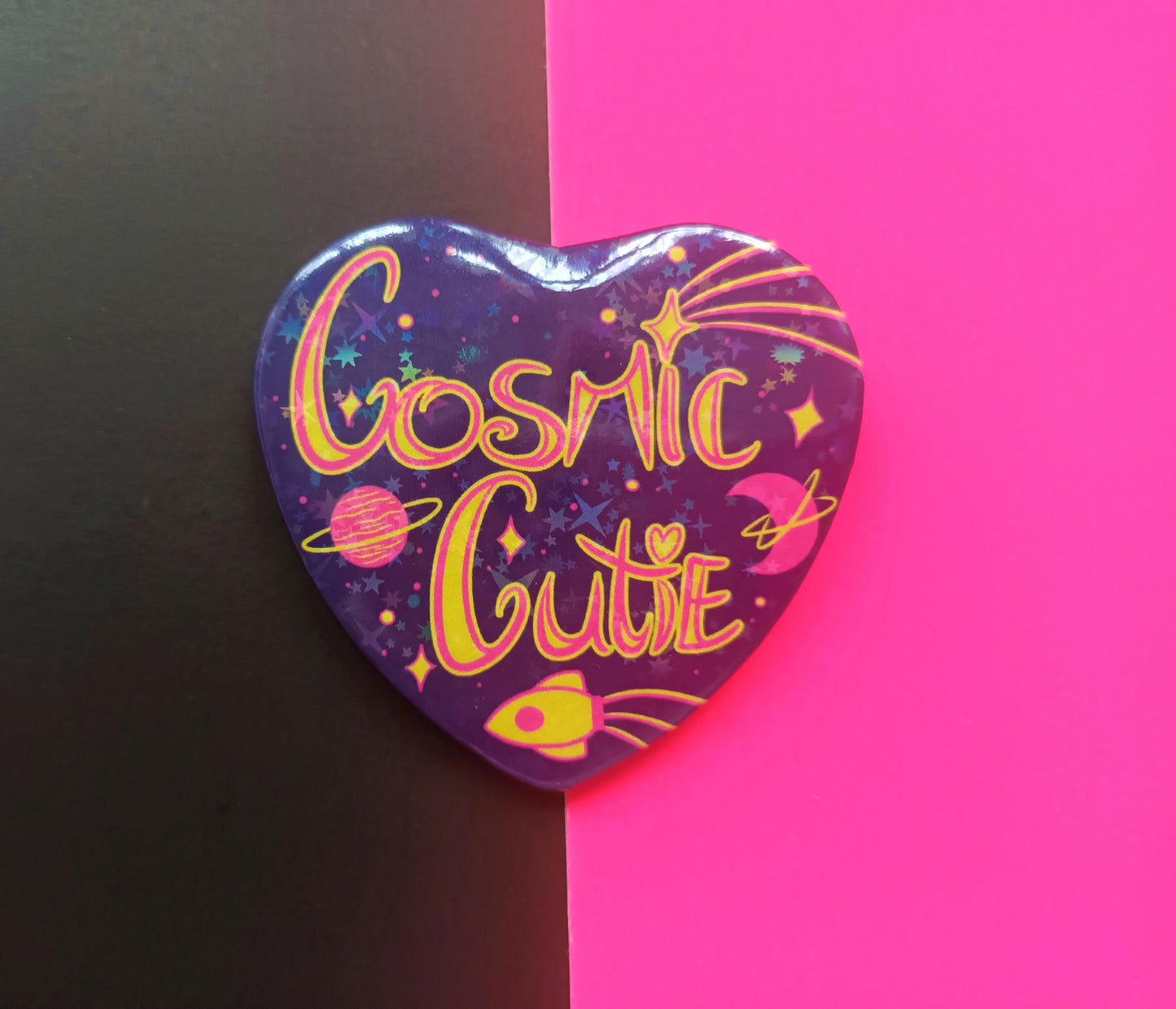 Cosmic Cutie Large Heart Badge with Holo Finish