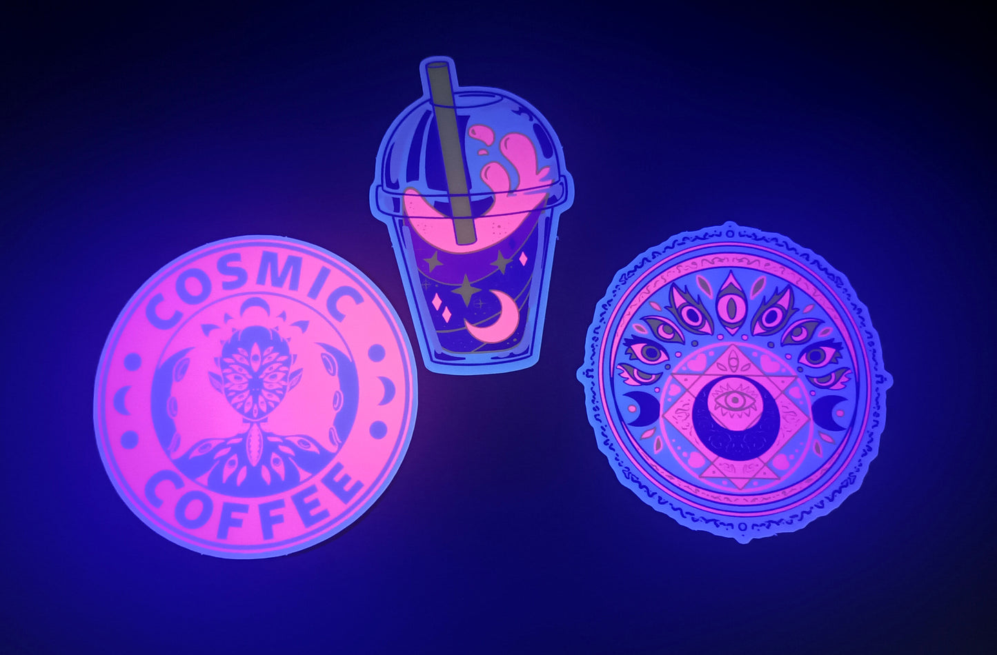 UV PINK Clear Vinyl Cosmic Horror Decorative Stickers