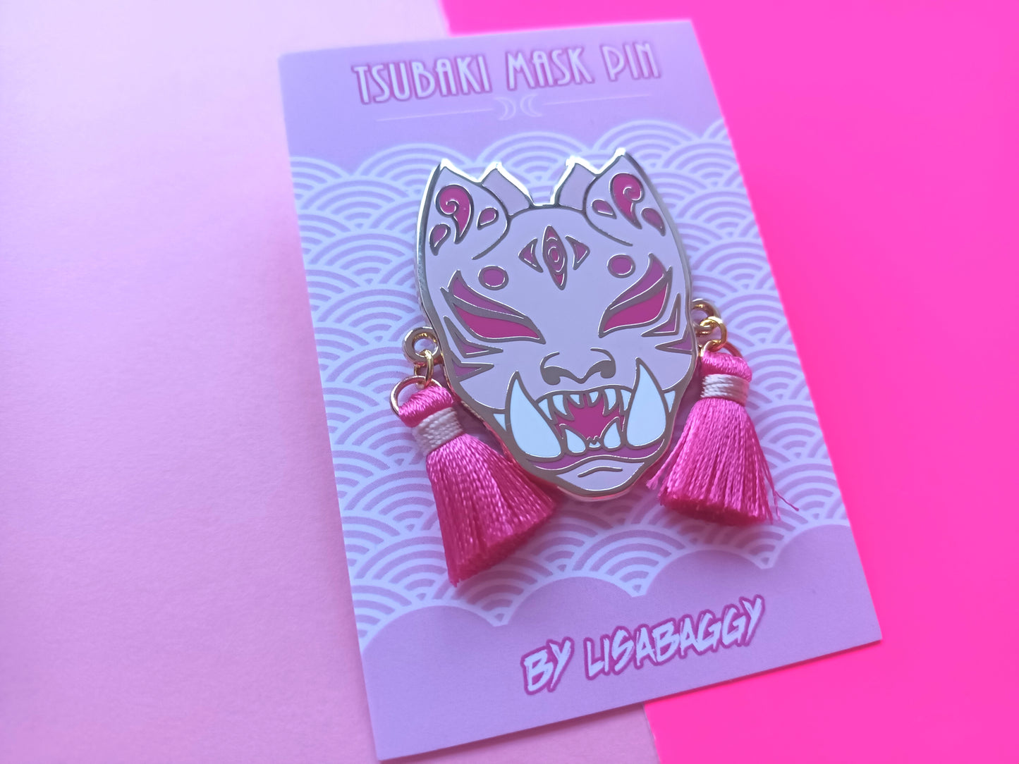 37mm Oh! Hi Yokai! Tsubaki Mask Hard Enamel Pins