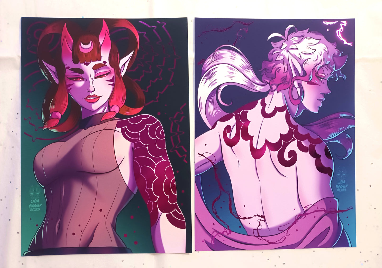 FOIL Art Prints A5 Tsubaki and Kiku Oh! Hi Yokai!