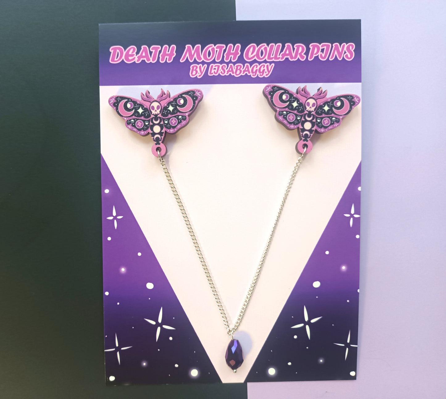 Death Moth Purple Collar Pins