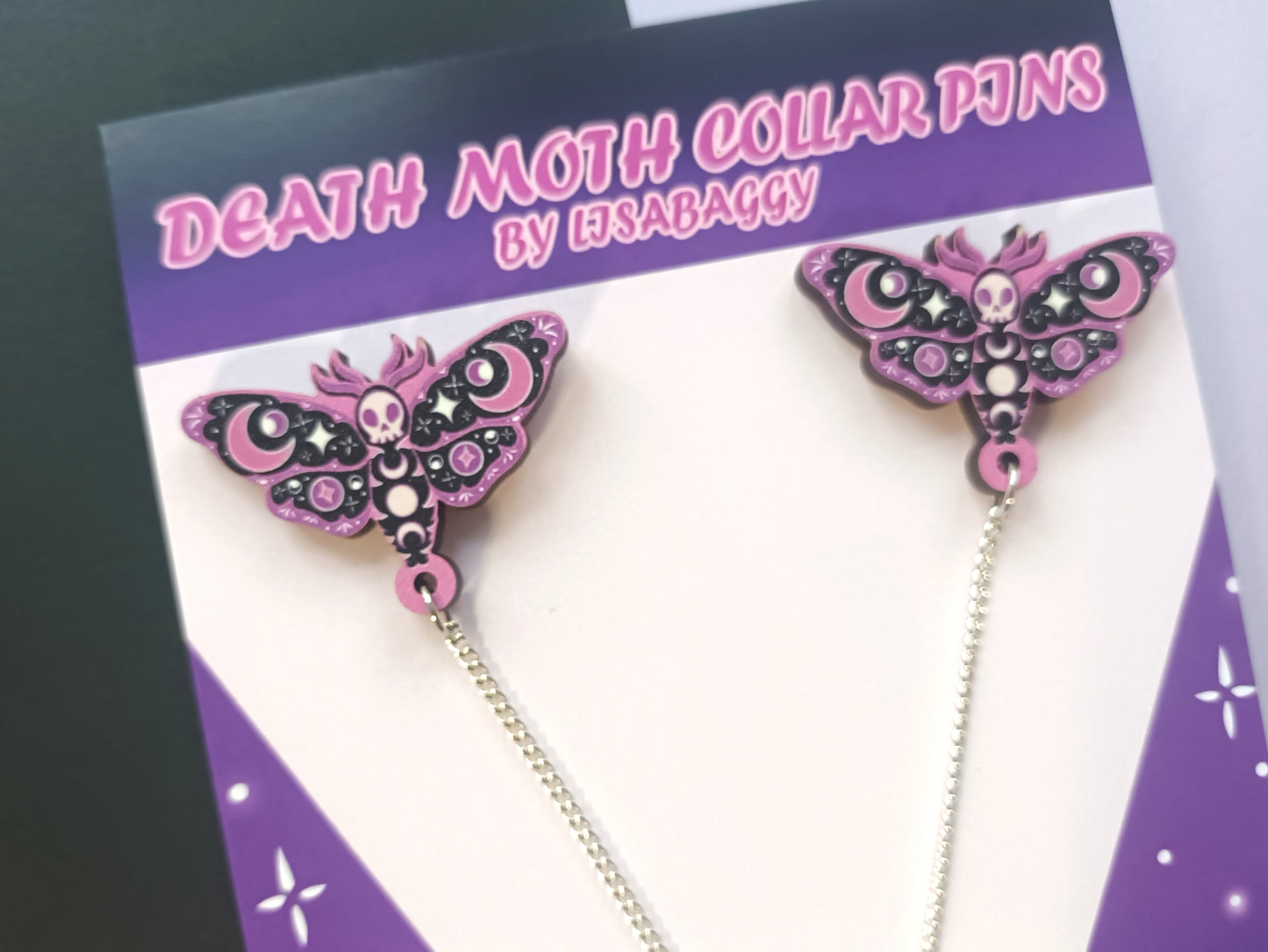 Death Moth Purple Collar Pins