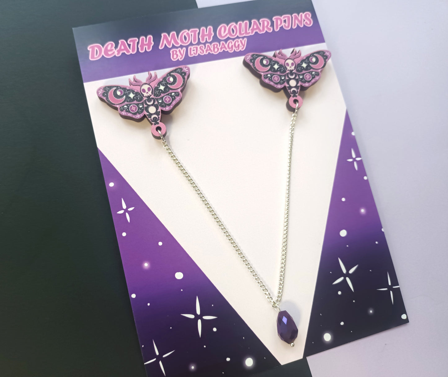 Death Moth Purple Collar Pins