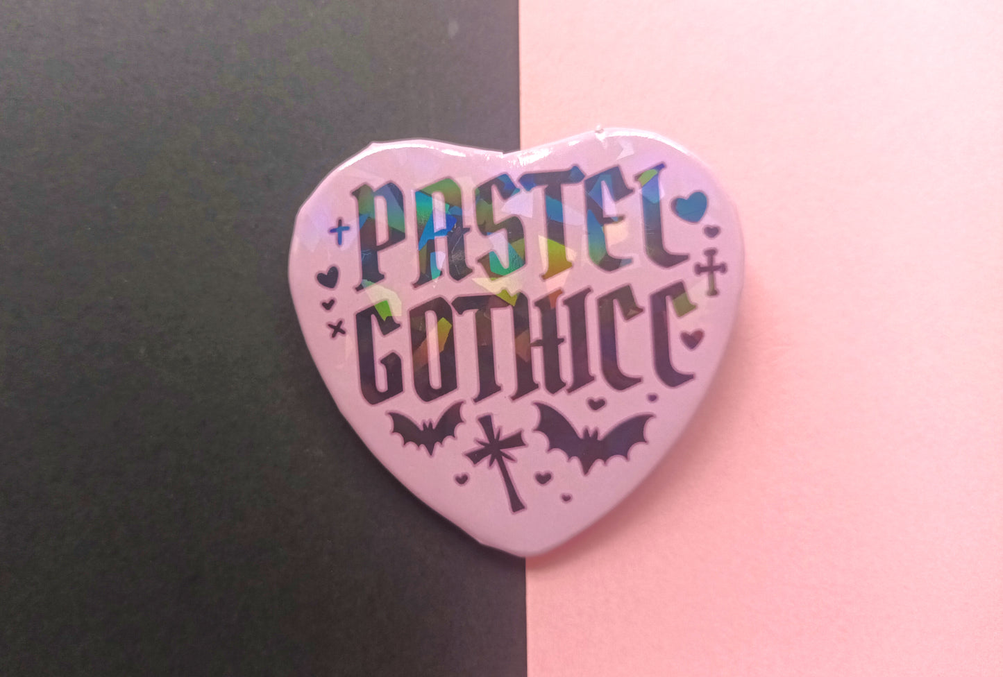 Large Heart Badge Pastel Gothicc with Holo finish