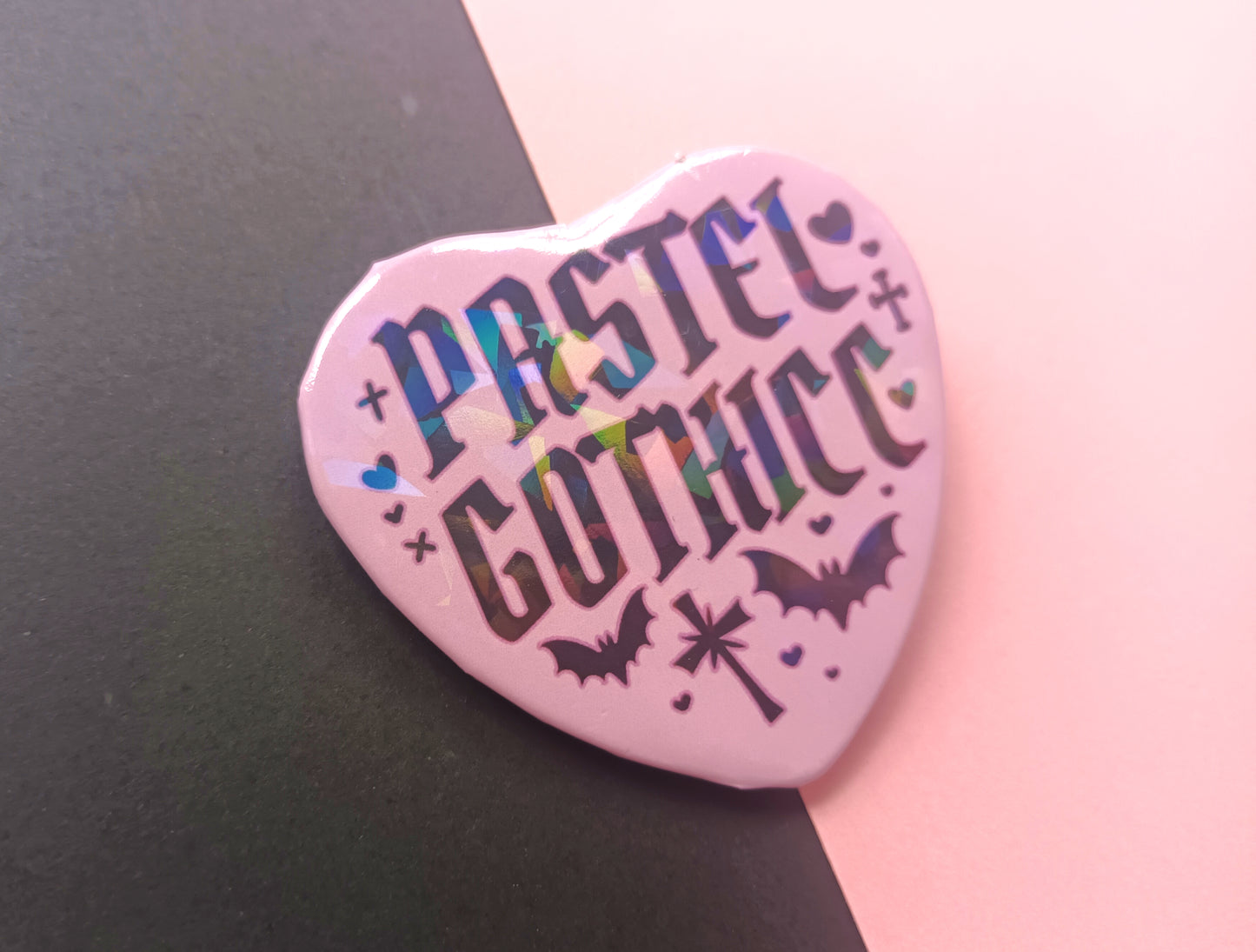 Large Heart Badge Pastel Gothicc with Holo finish