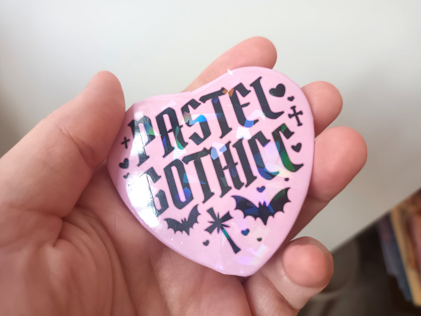 Large Heart Badge Pastel Gothicc with Holo finish