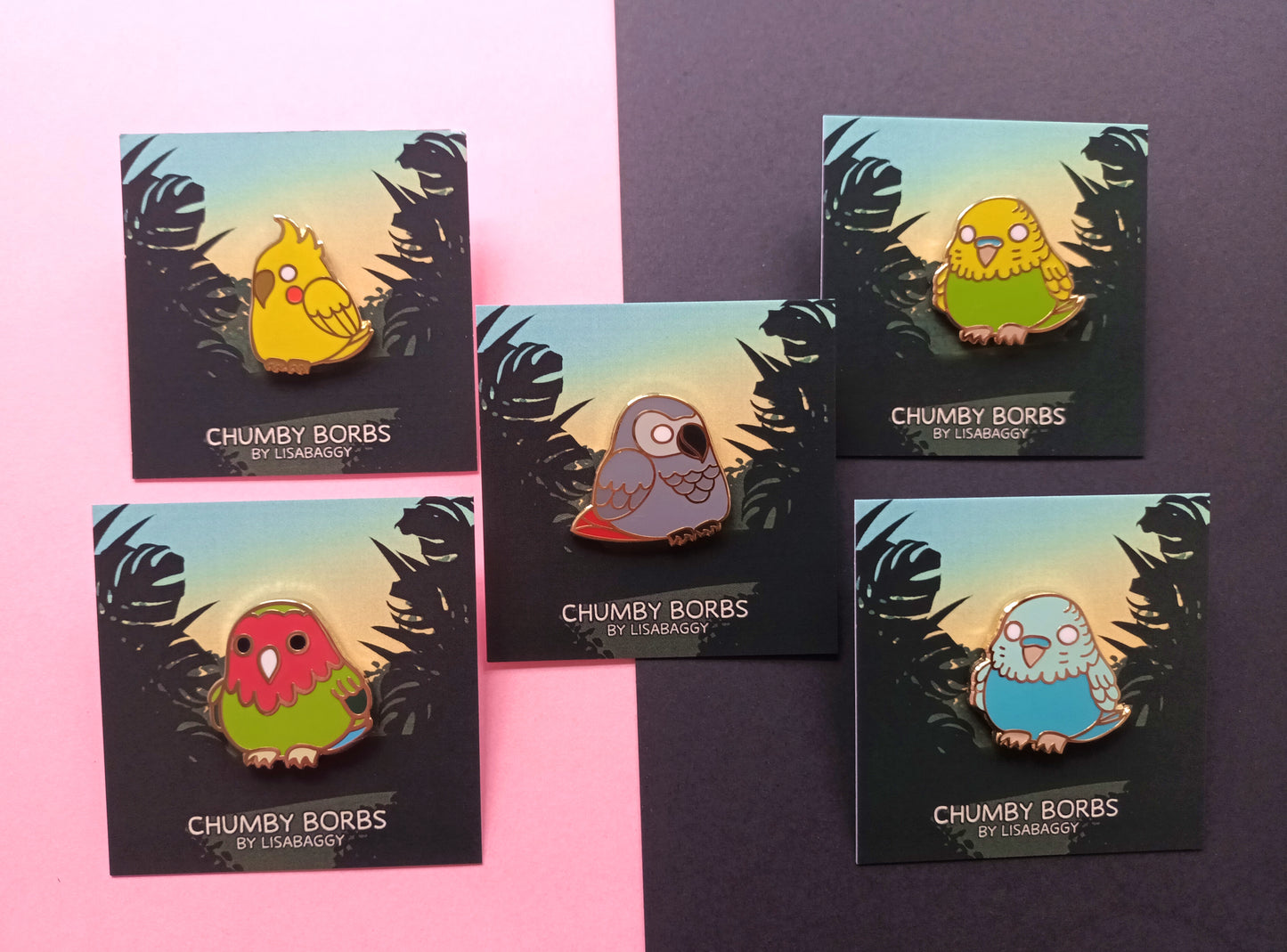 Bird Enamel Pins Love Bird Parrot 1" inch