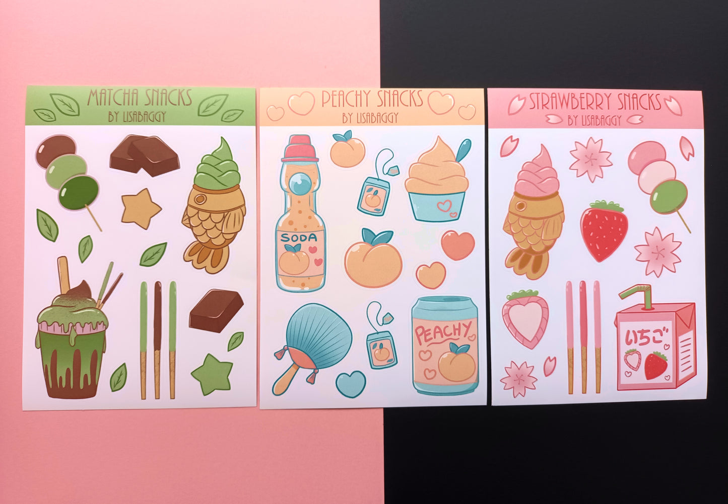 Japanese Snack Kawaii Matte Vinyl Journal Sticker Sheets