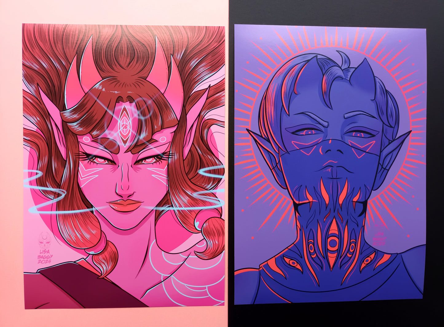 Oh! Hi Yokai! Tsubaki and Shobu Art Prints A5