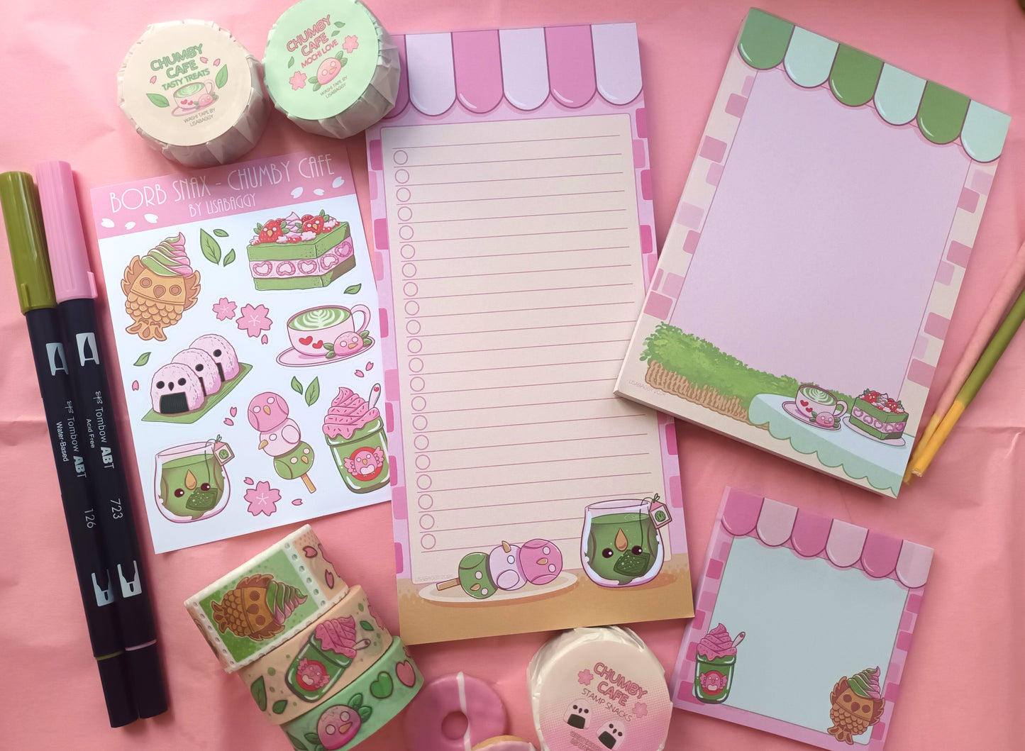 Chumby Cafe Sticky Notes and Vinyl Sticker Sheet || A Borb Snax Collection