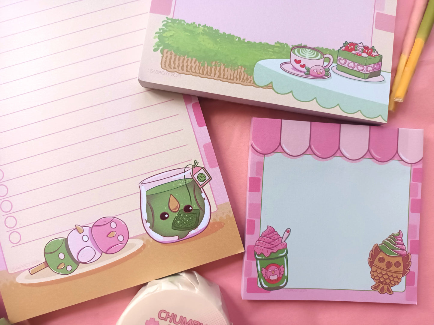 Chumby Cafe Sticky Notes and Vinyl Sticker Sheet || A Borb Snax Collection