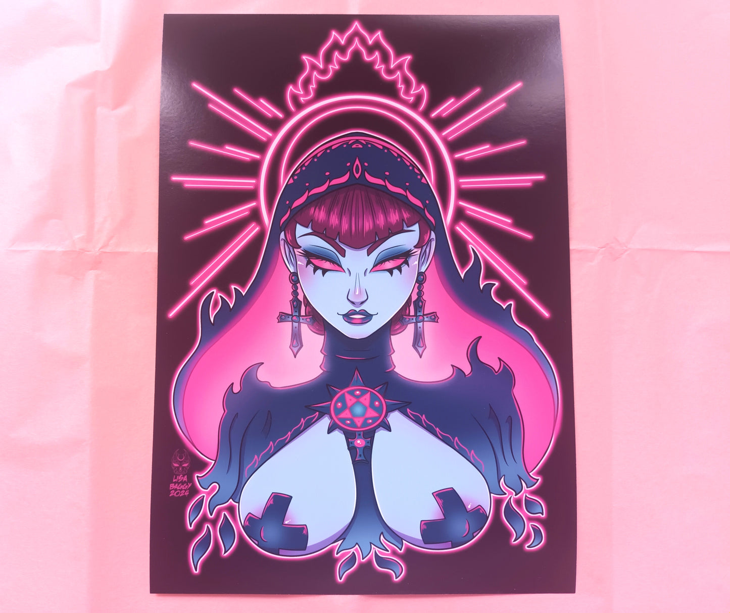 Pinup Demon Nun Neon Oracle and Gorgon Witch Art Prints A5