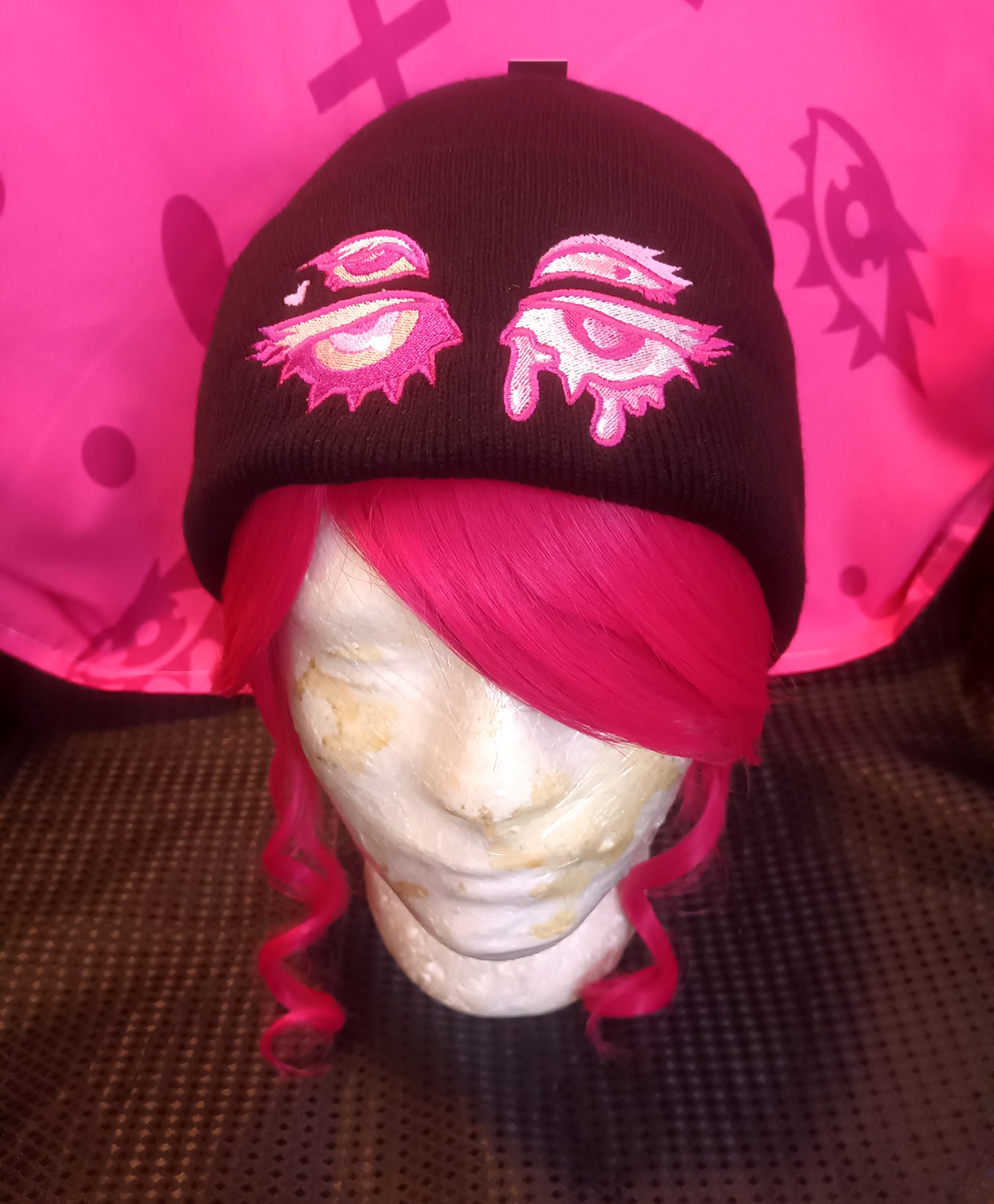 Black and Pink Eyes Beanies || Kawaii Accessories Hat