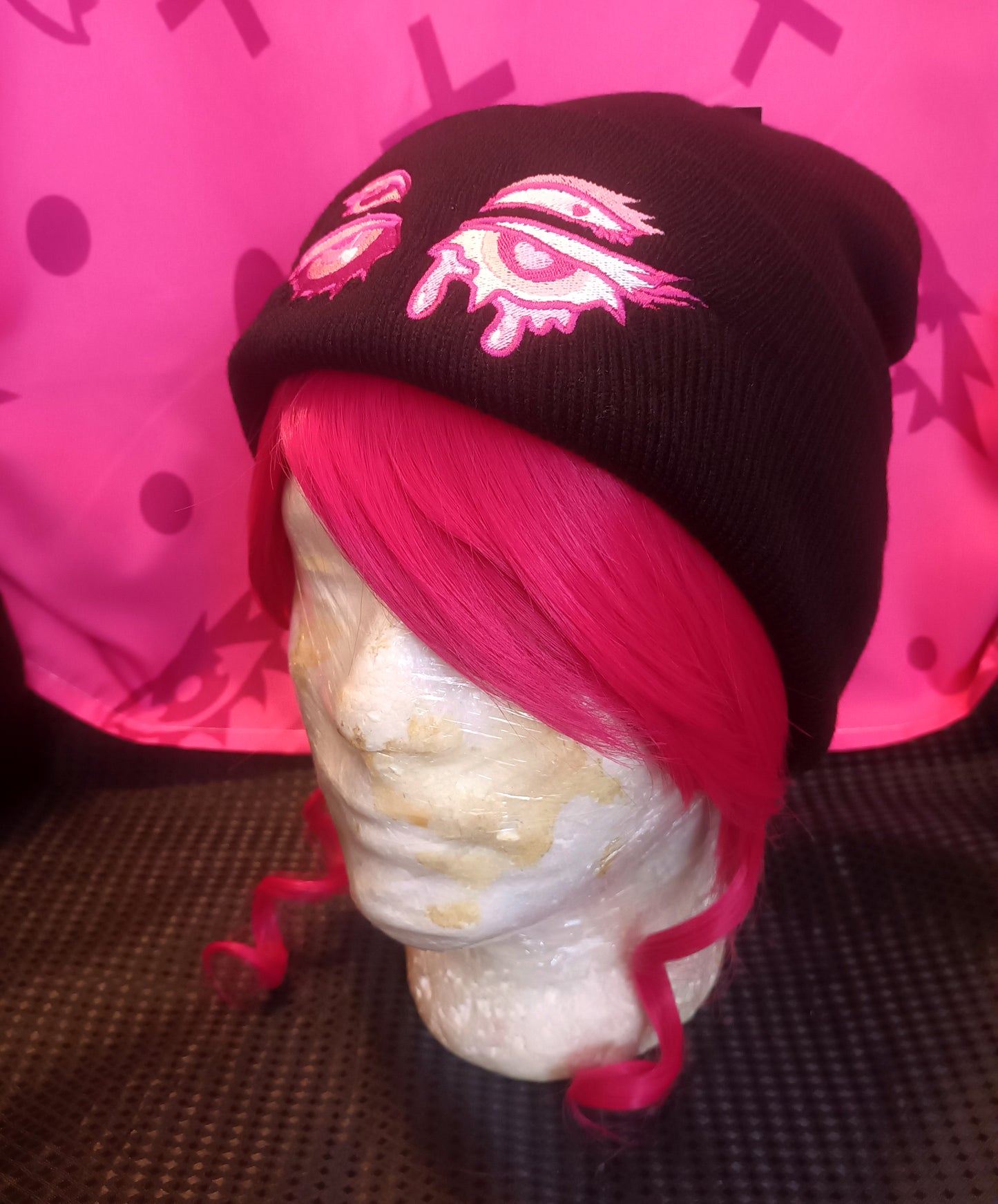 Black and Pink Eyes Beanies || Kawaii Accessories Hat