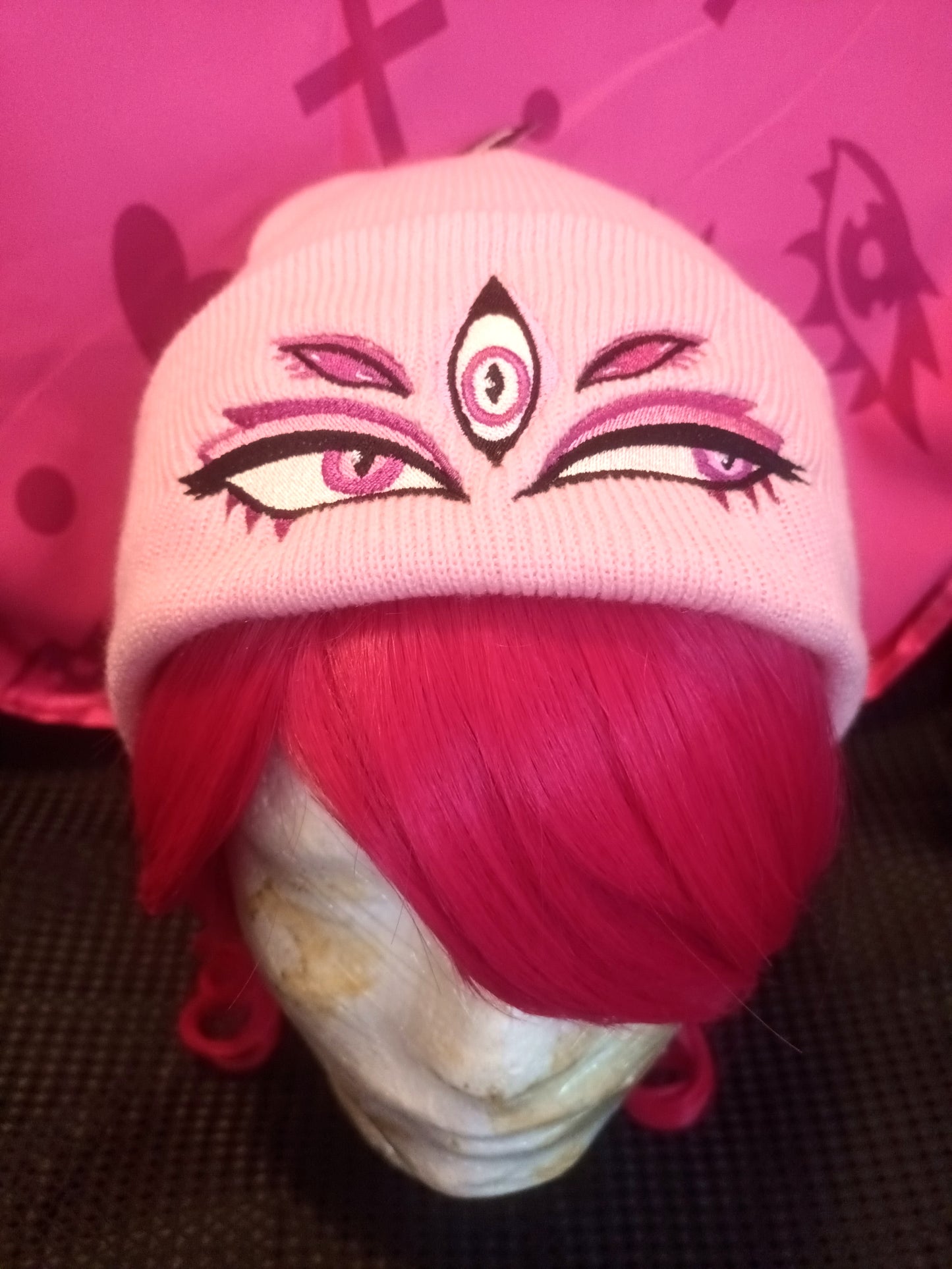 Black and Pink Eyes Beanies || Kawaii Accessories Hat