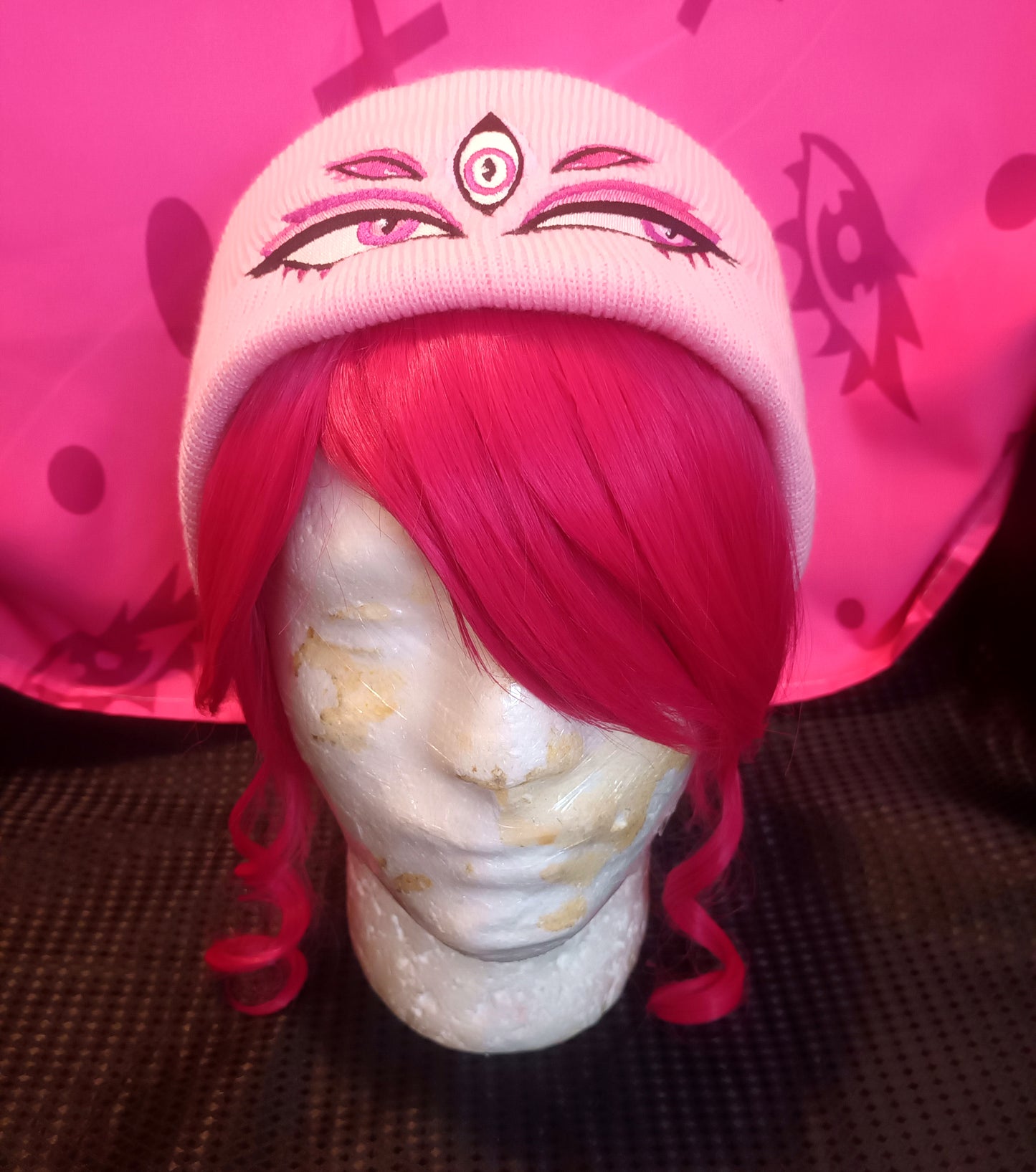 Black and Pink Eyes Beanies || Kawaii Accessories Hat