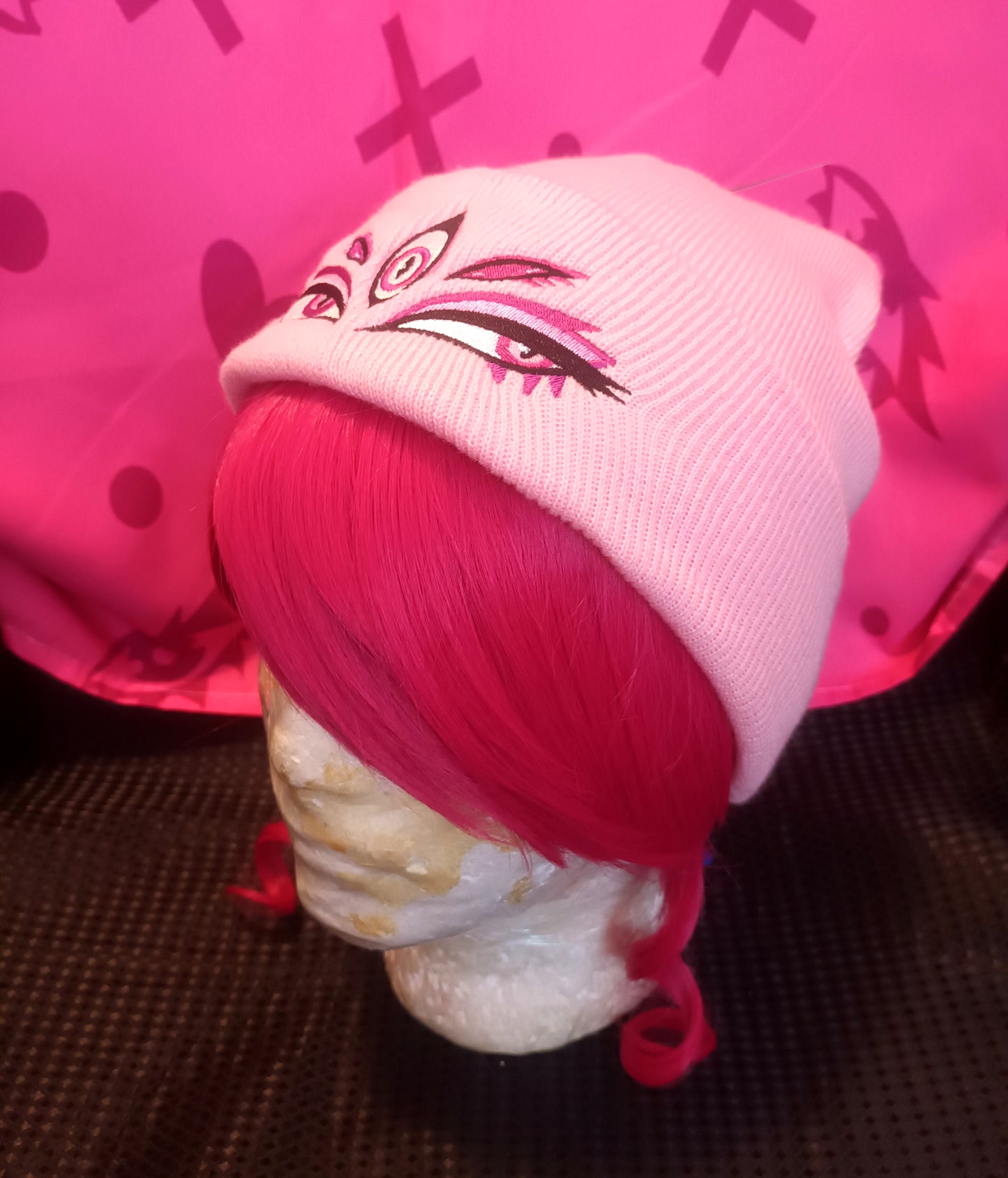 Black and Pink Eyes Beanies || Kawaii Accessories Hat
