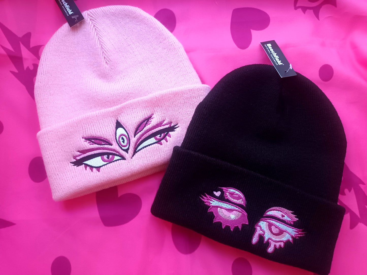 Black and Pink Eyes Beanies || Kawaii Accessories Hat