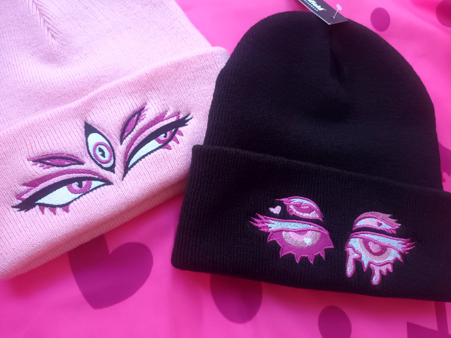 Black and Pink Eyes Beanies || Kawaii Accessories Hat