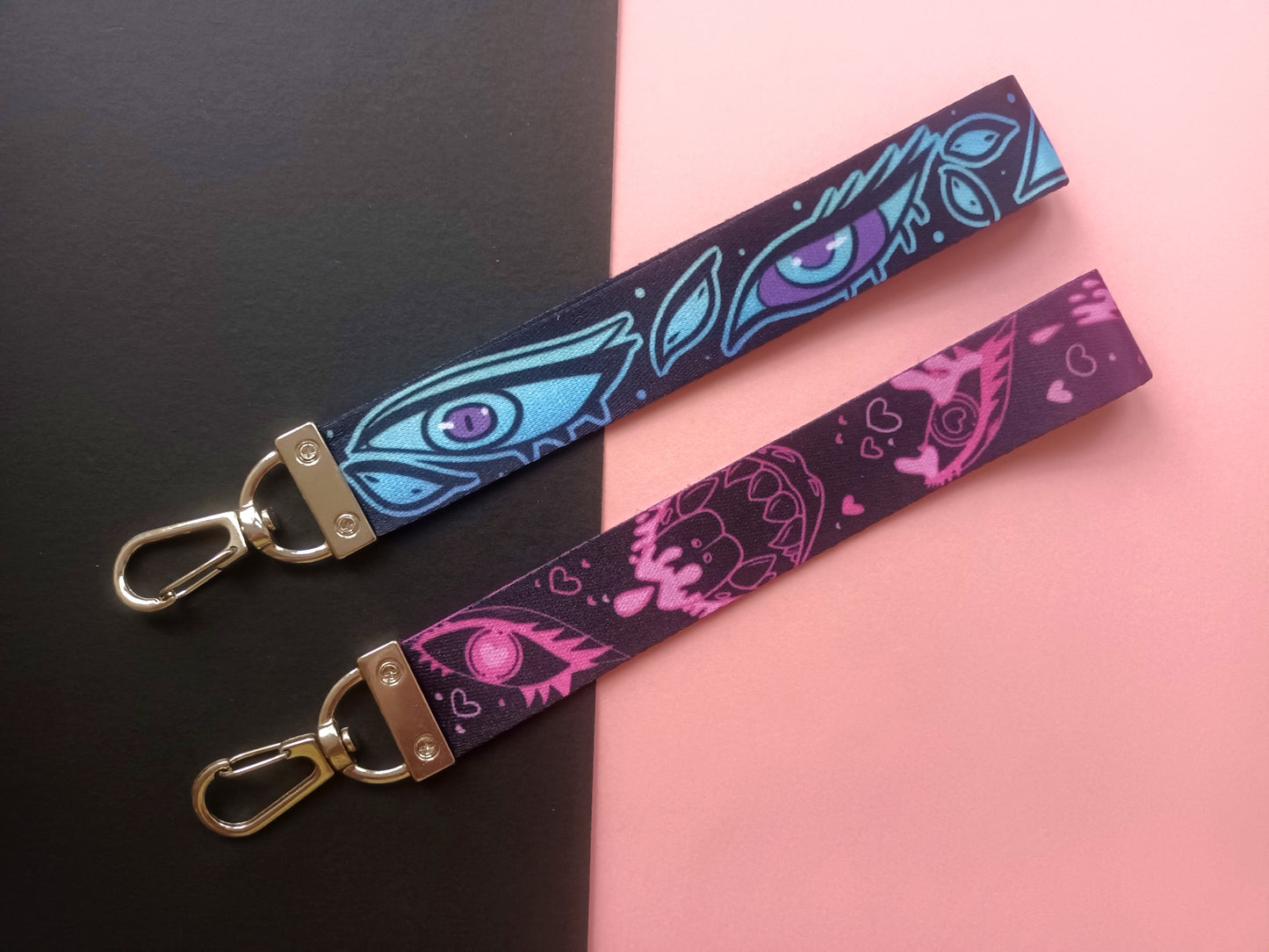 Wrist Lanyards Black and Pink / Blue Eyes versions