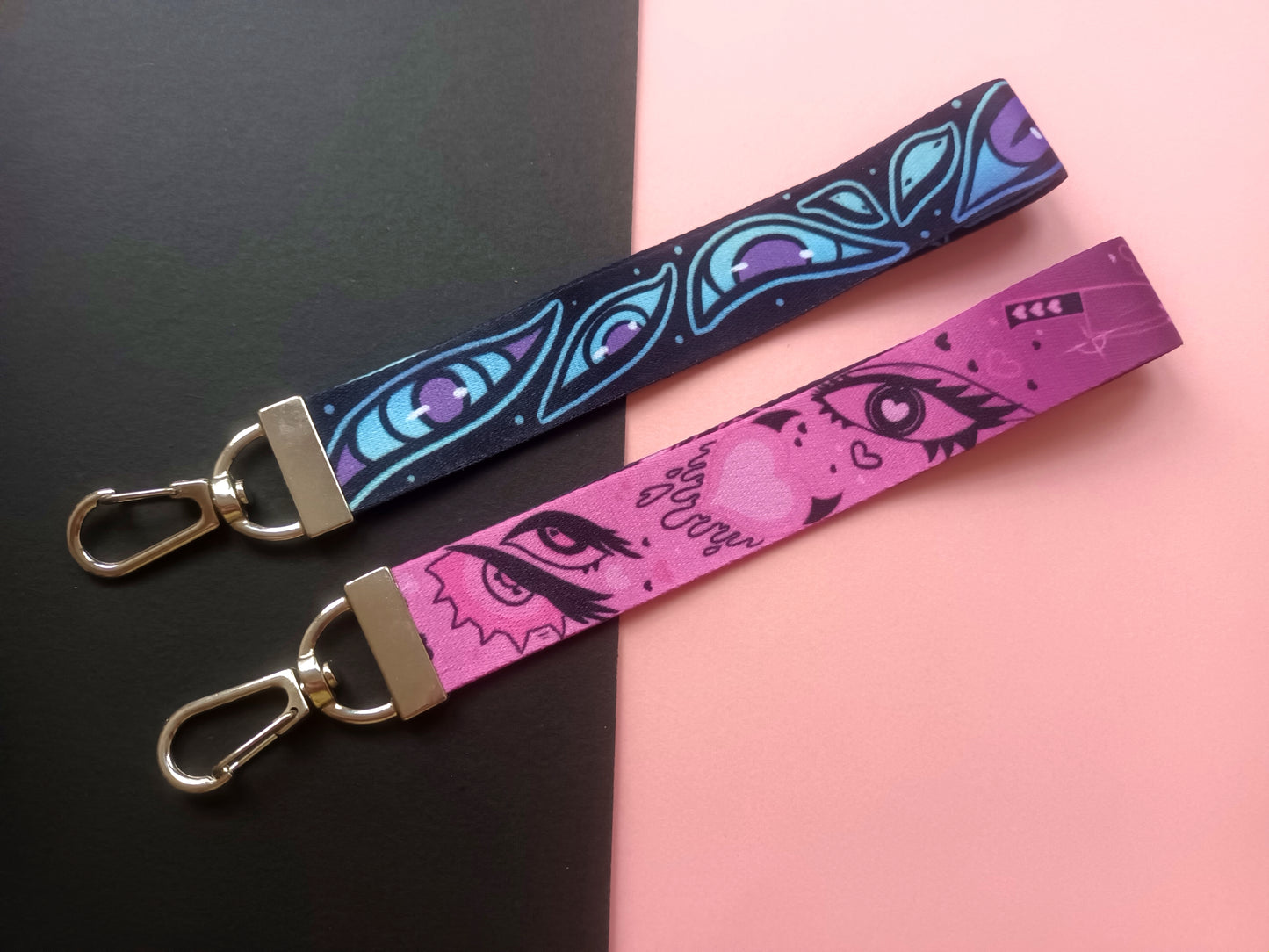 Wrist Lanyards Black and Pink / Blue Eyes versions