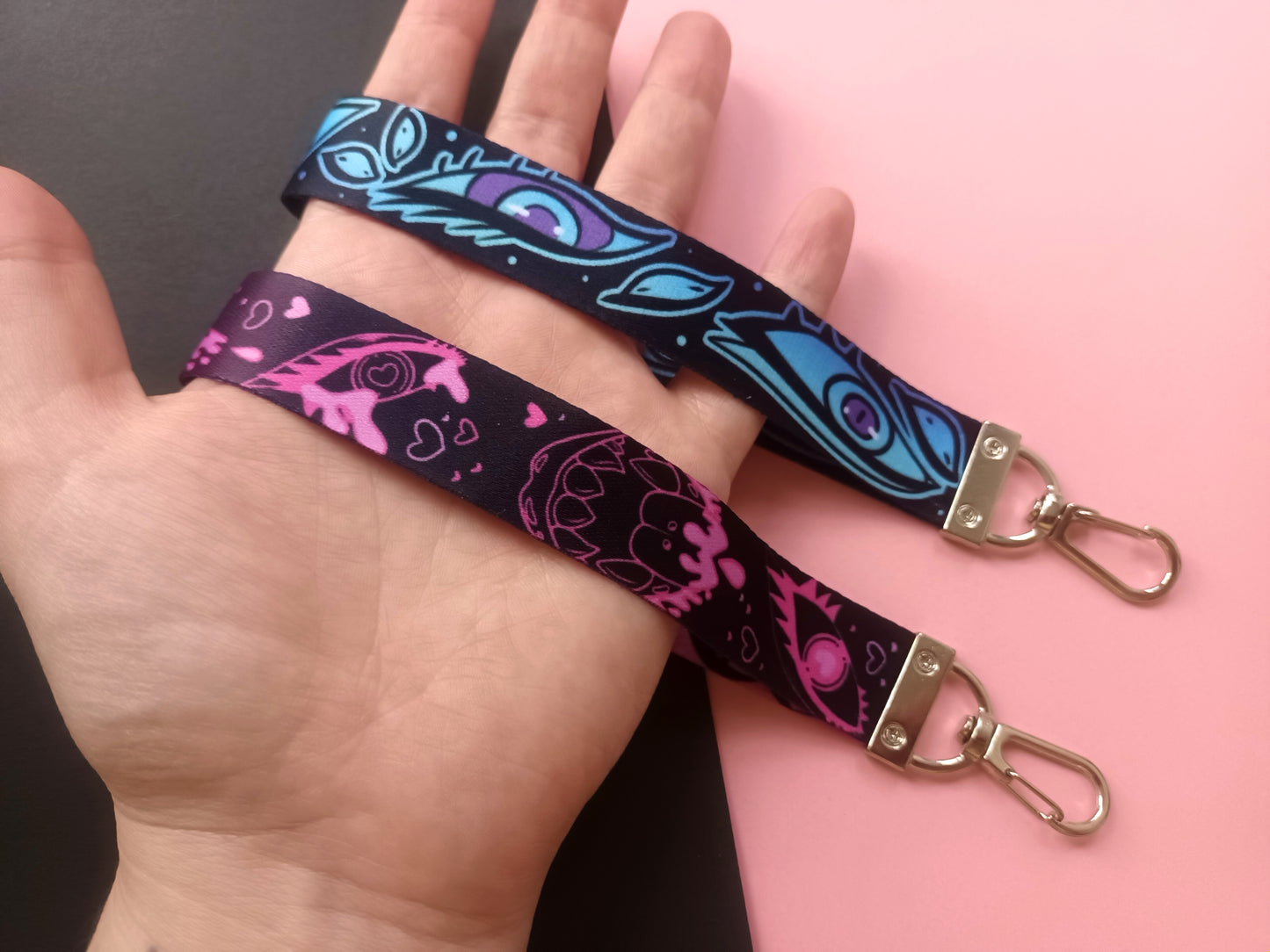 Wrist Lanyards Black and Pink / Blue Eyes versions