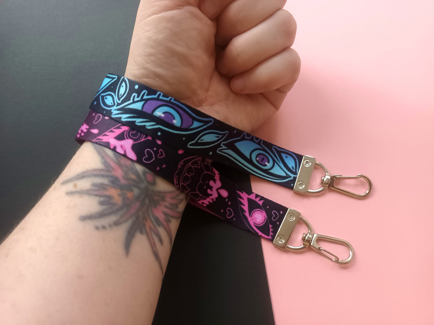 Wrist Lanyards Black and Pink / Blue Eyes versions