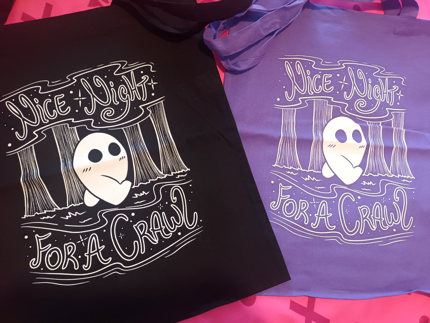 Black and Purple Fresno Tote Bags || Kawaii Accessories