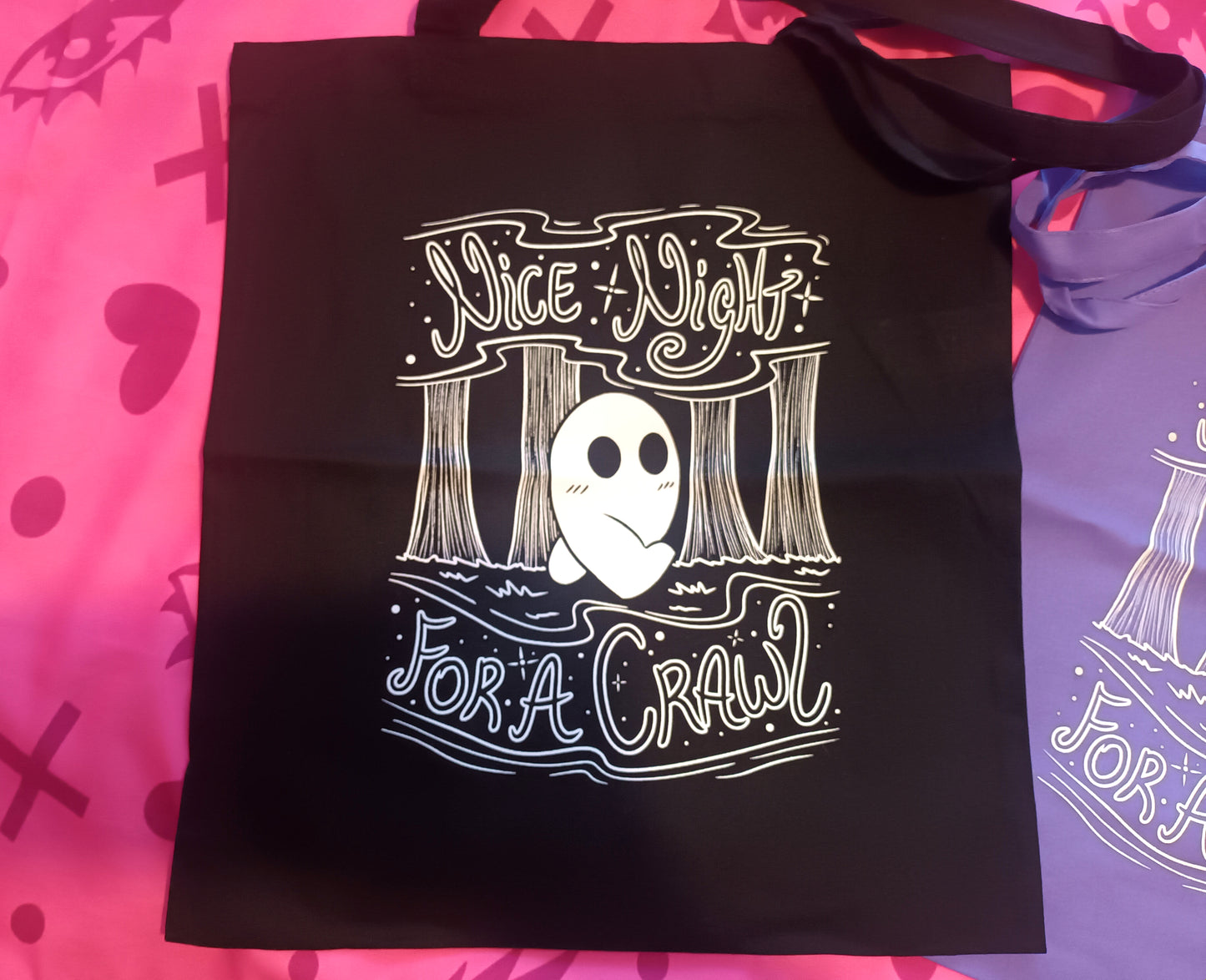 Black and Purple Fresno Tote Bags || Kawaii Accessories