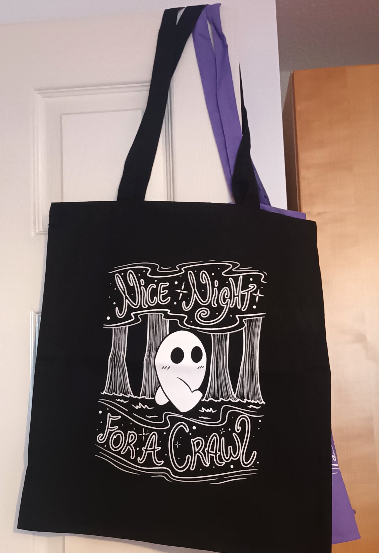 Black and Purple Fresno Tote Bags || Kawaii Accessories