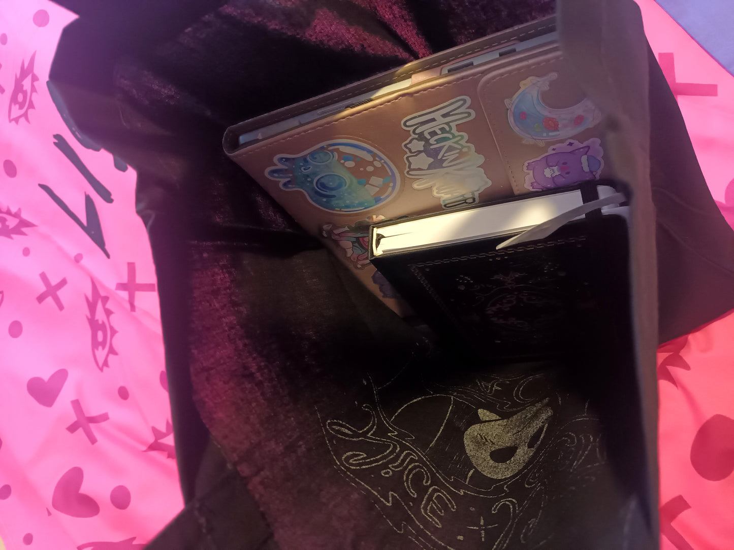 Black and Purple Fresno Tote Bags || Kawaii Accessories