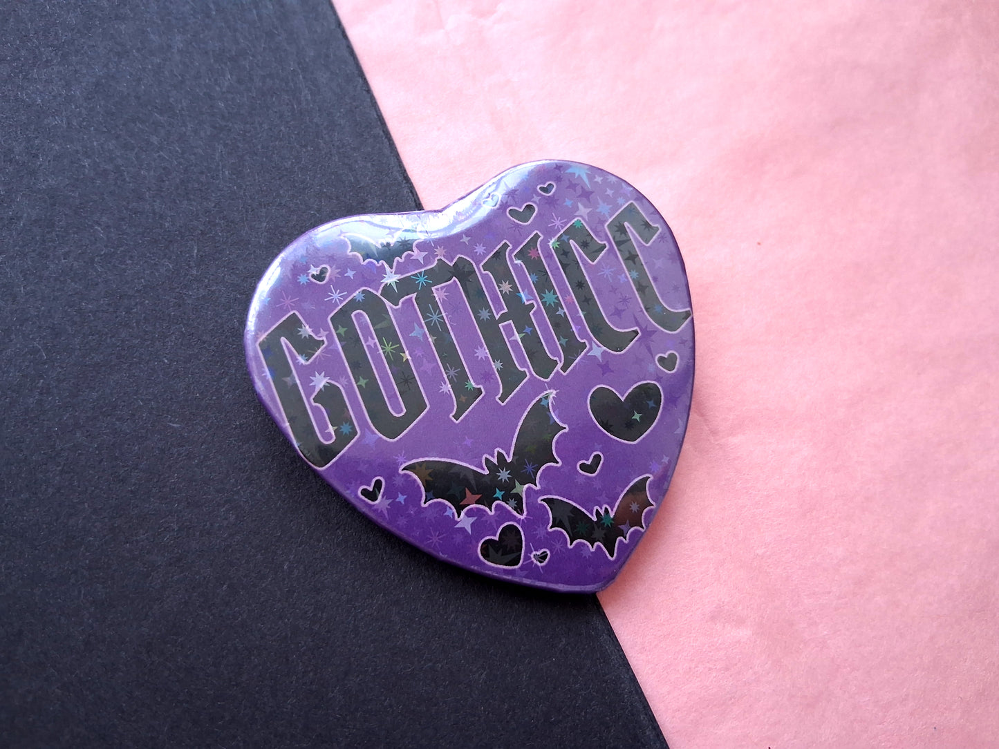 Large Heart Badge Gothicc with Star Holo finish