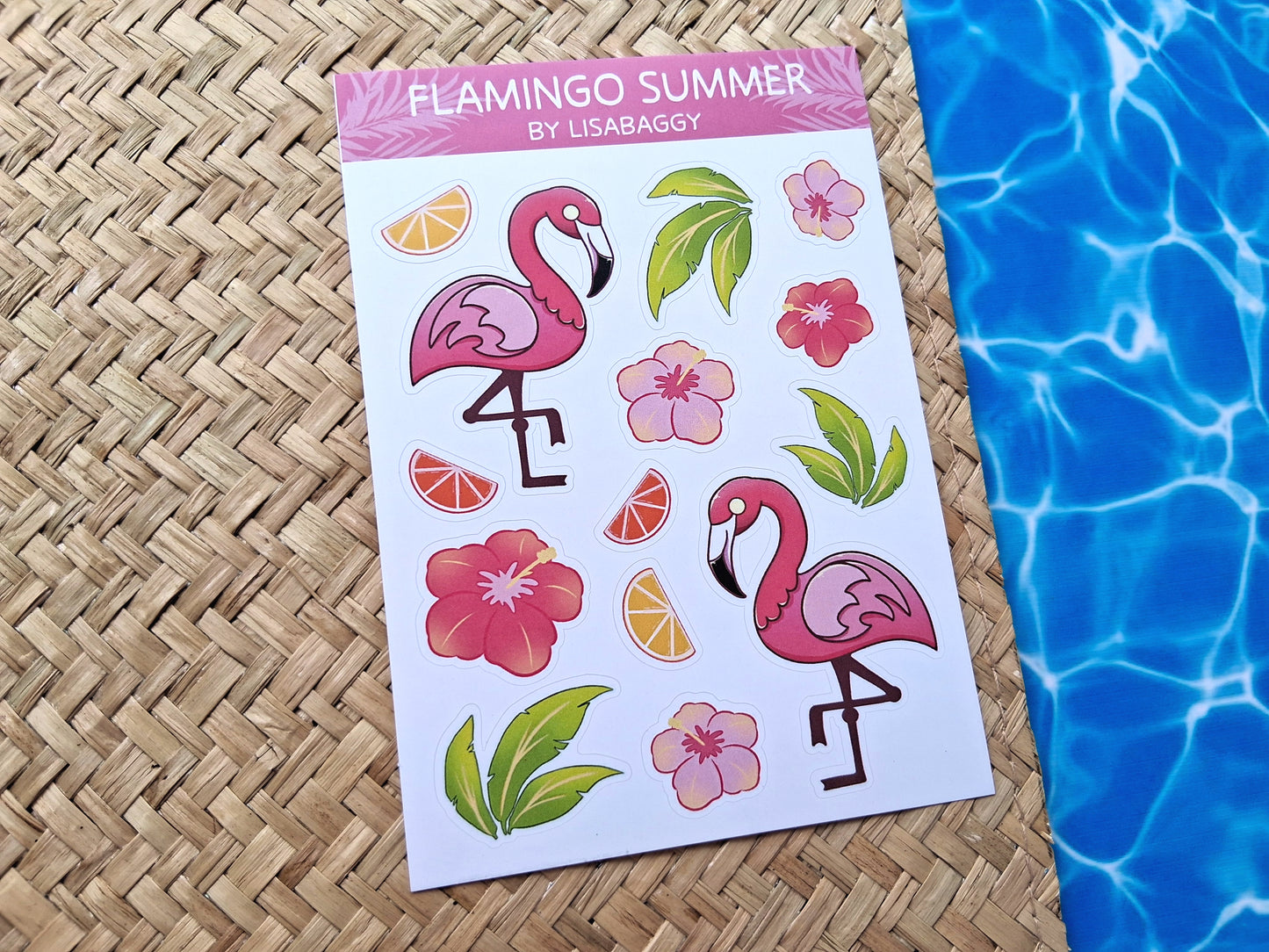 Flamingo Summer Tropical Matte Vinyl Journal Sticker Sheet