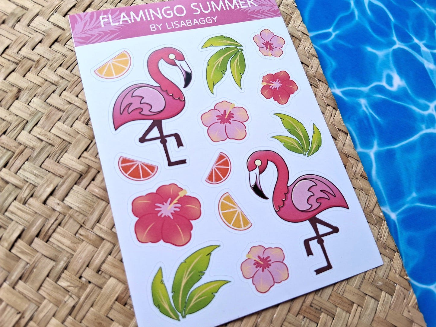 Flamingo Summer Tropical Matte Vinyl Journal Sticker Sheet
