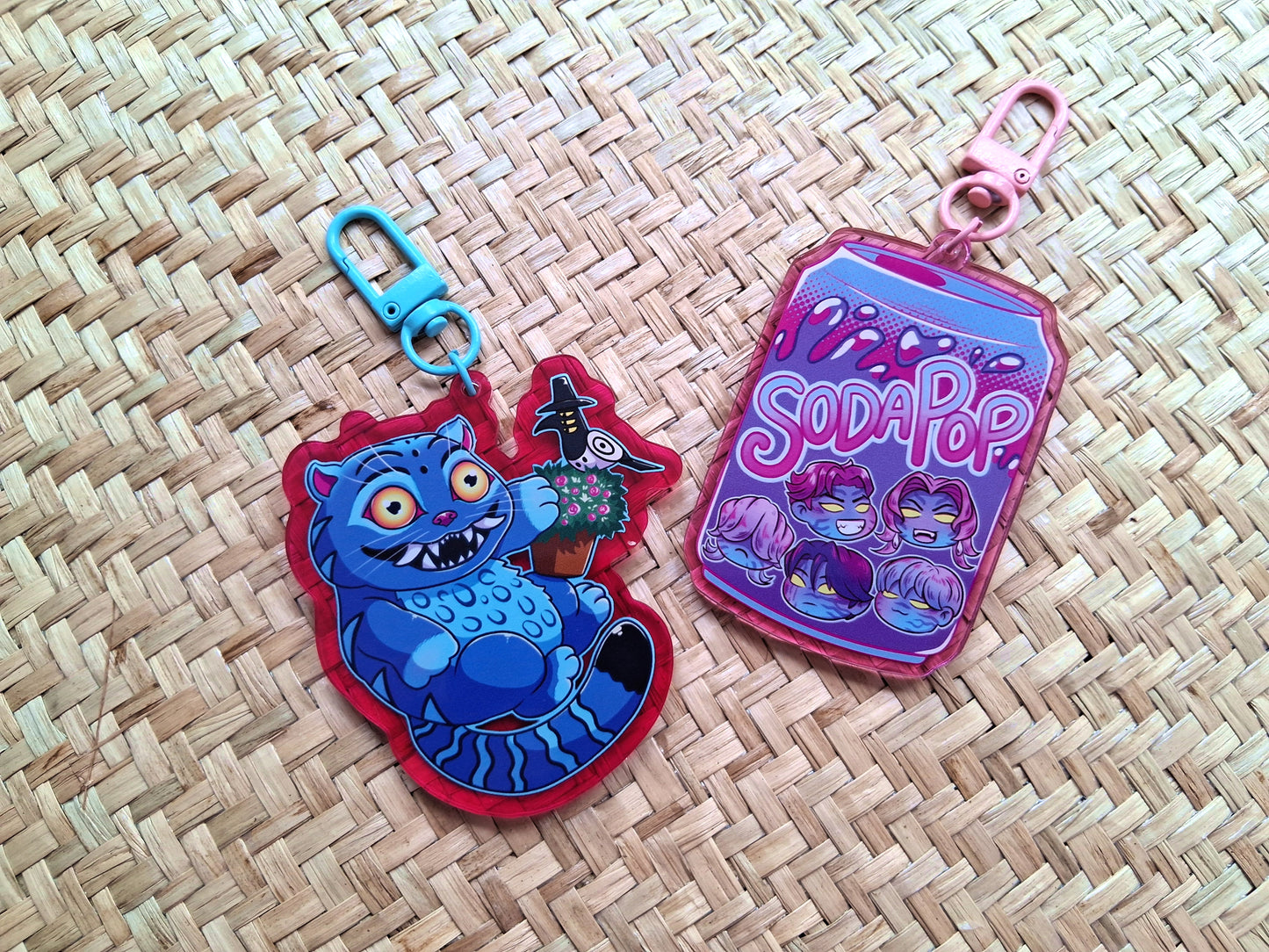 Kpop Tiger & Soda Pop Acrylic Charms 2.5 inch Double Sided