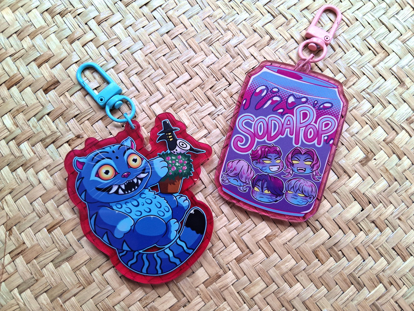 Kpop Tiger & Soda Pop Acrylic Charms 2.5 inch Double Sided