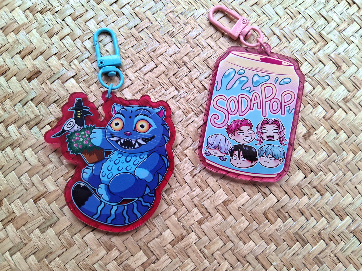 Kpop Tiger & Soda Pop Acrylic Charms 2.5 inch Double Sided