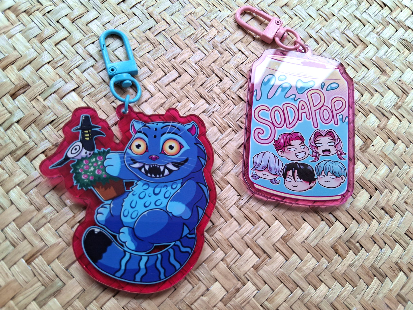 Kpop Tiger & Soda Pop Acrylic Charms 2.5 inch Double Sided