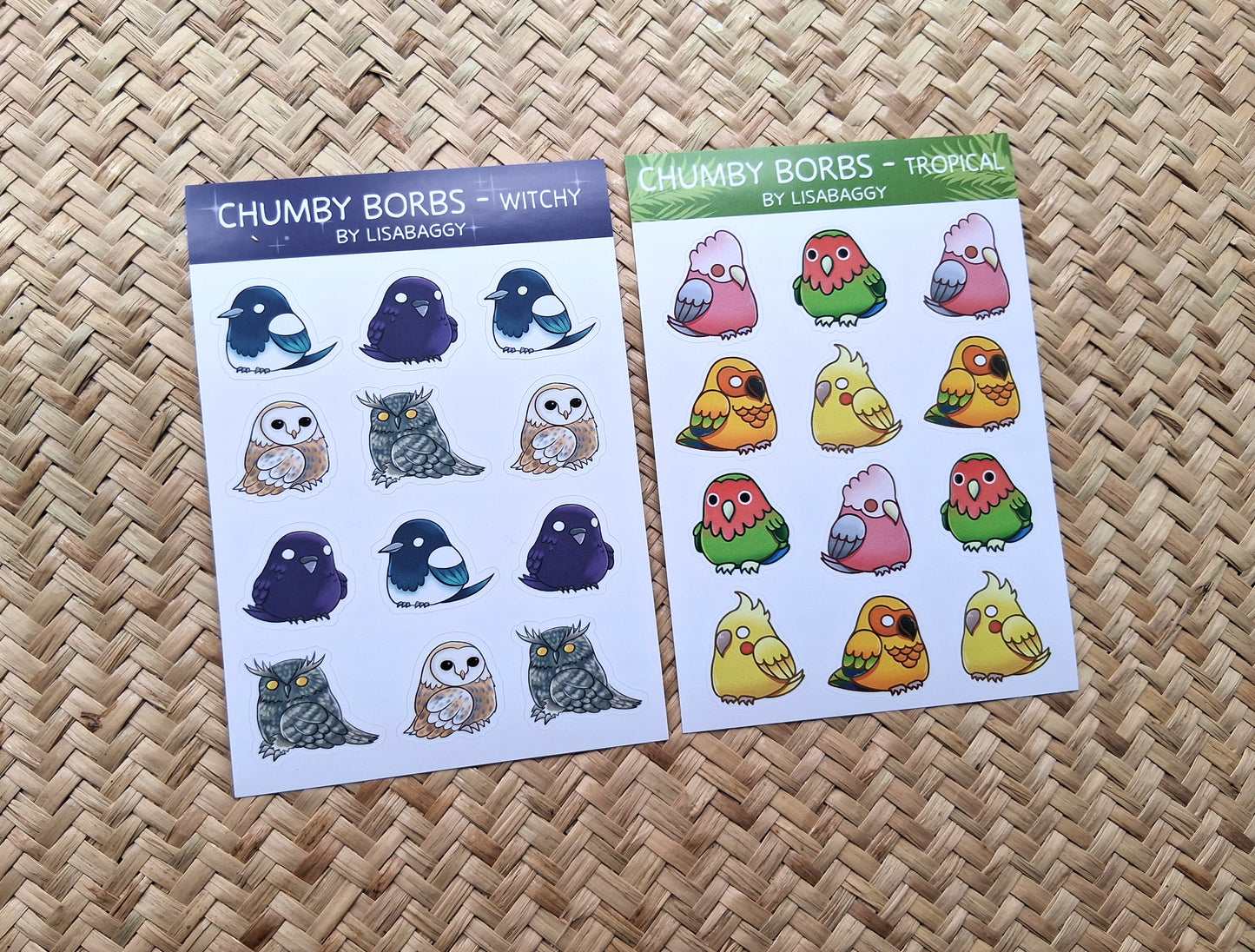Bird Cute Witch Tropical Matte Vinyl Journal Sticker Sheets