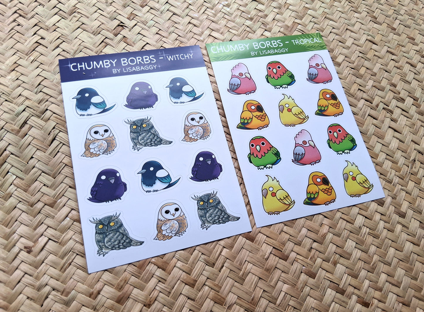 Bird Cute Witch Tropical Matte Vinyl Journal Sticker Sheets