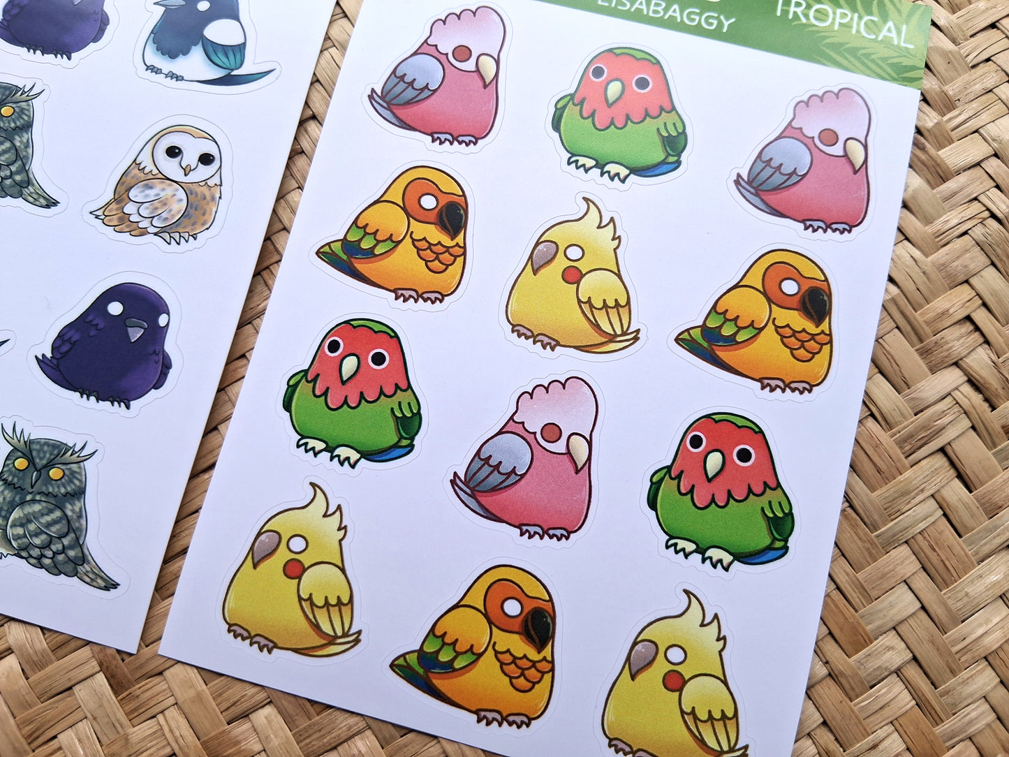 Bird Cute Witch Tropical Matte Vinyl Journal Sticker Sheets