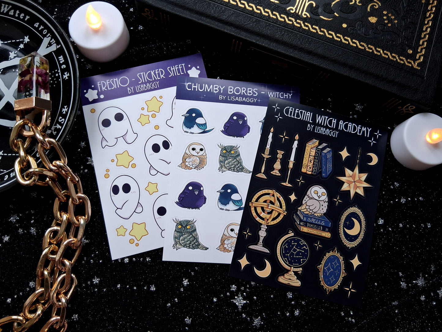 Celestial Dark Academy Witch Matte Vinyl Journal Sticker Sheet