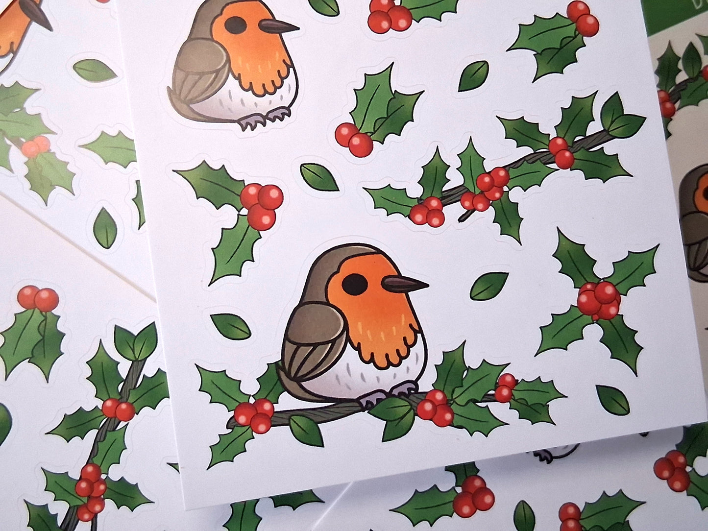 Festive Robin Bird Matte Vinyl Journal Sticker Sheets