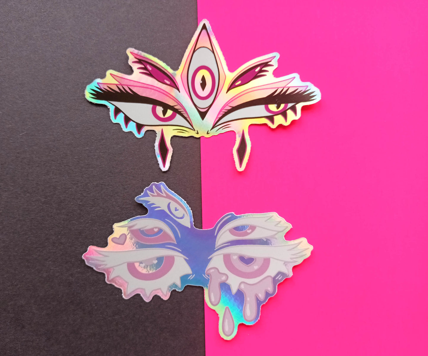 Holographic Vinyl Angel and Devil Eyes Stickers